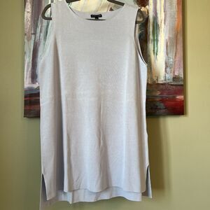 Eileen Fisher Women's XL Organic Cotton Silk Knit Tank Top Light Blue